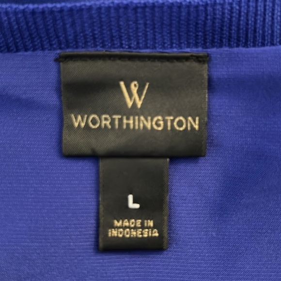 Worthington Blue Flowy Sheer Long Sleeve Top Size Large - Picture 6 of 7